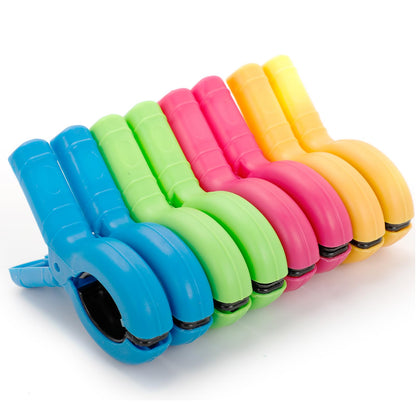 8 Pack Beach Towel Clips, Heavy Duty Windproof Towel Clips for Beach Chairs, Pool Loungers & Cruise Ship Chairs, Oversized Blanket Clothes Pins, 4 Bright Colors