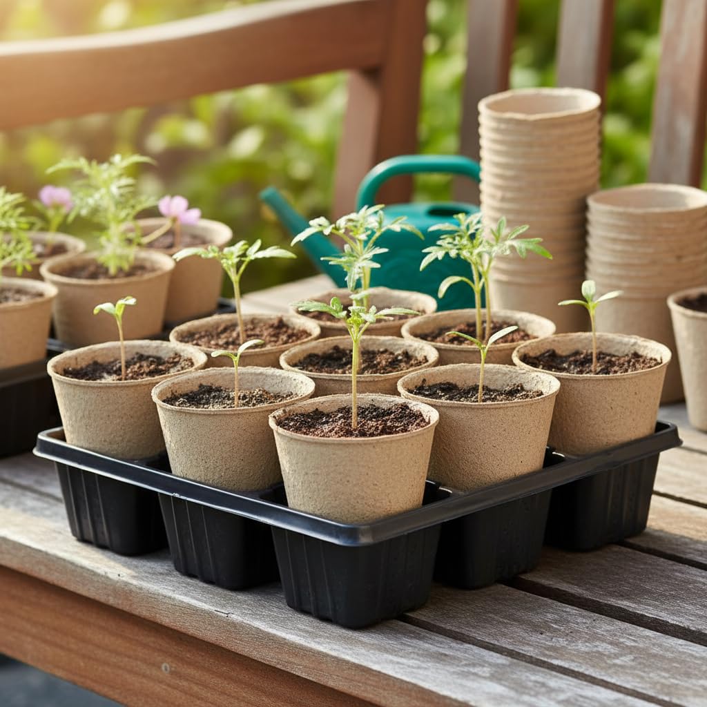YESIACE Peat Pot, 126 Packs 3.15 Inch Seed Starting Pots with Drainage Holes Round Nursery Pot, Biodegradable Round Plant Seed Starter Peat Pots Germination Seedling Trays