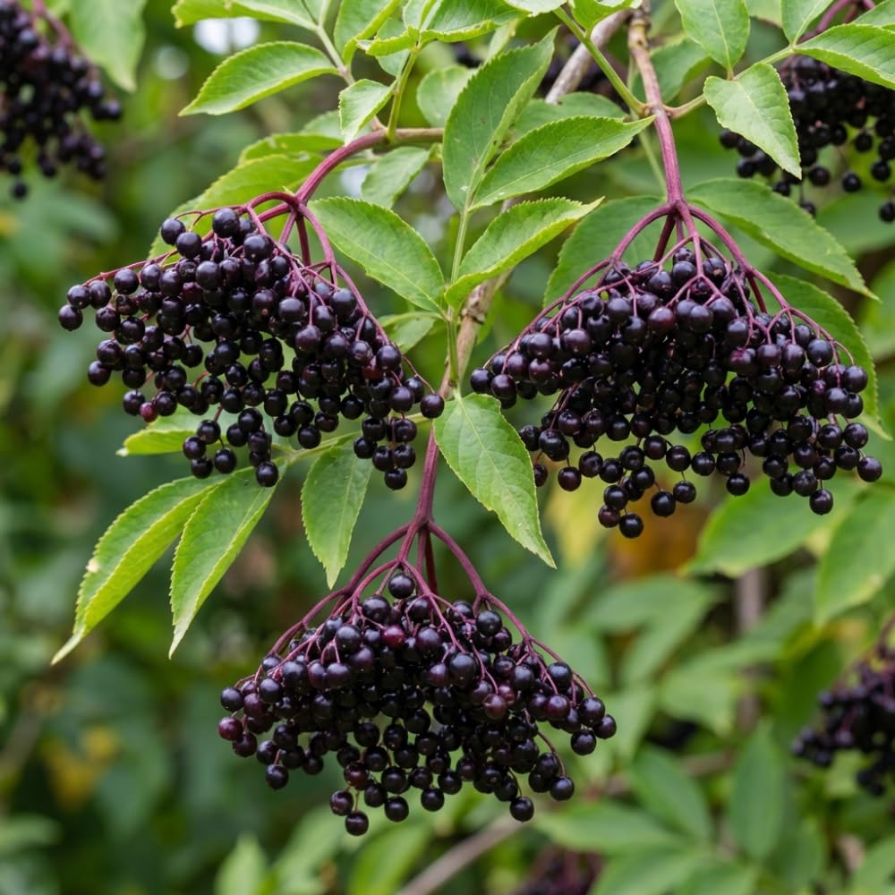 Elderberry Plant for Planting, Elderberry Plant Live, Rooted in 1 Gallon Pot, 2-3 Feet Tall, Cold Hardy Fruit Plant, Edible Berry for Planting