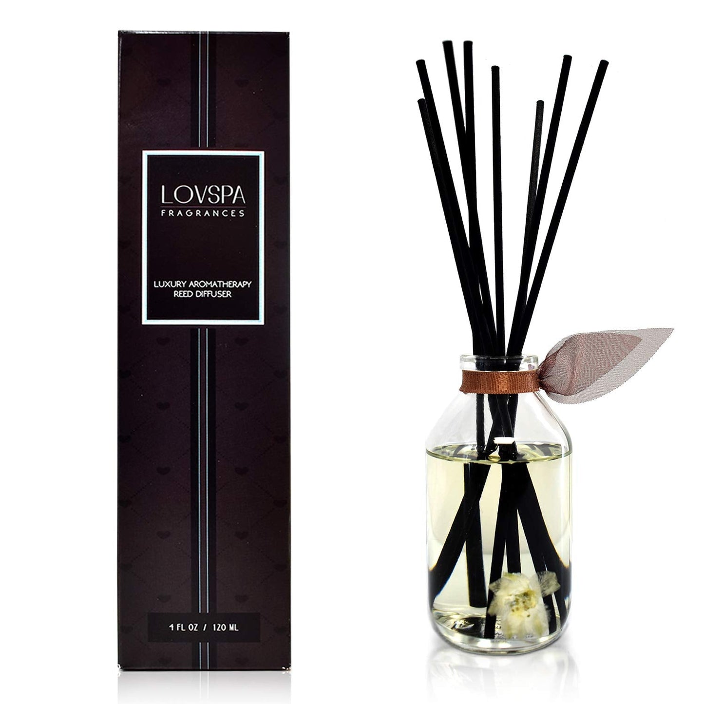 LOVSPA Reed Diffuser Set, Smoked Vanilla Scented Oil Diffuser with Sticks, Home Fragrance Accessories for Bathroom Shelf Decor, Aroma Diffusers for Home or Office Fall Decor, USA Made