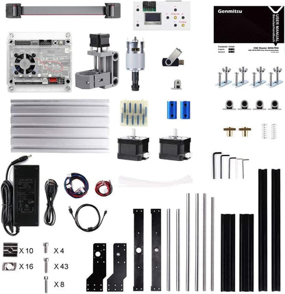 Genmitsu CNC 3018-PRO Router Kit GRBL Control 3 Axis Plastic Acrylic PCB PVC Wood Carving Milling Engraving Machine with Offline Controller, XYZ Working Area 300 x 180 x 45mm