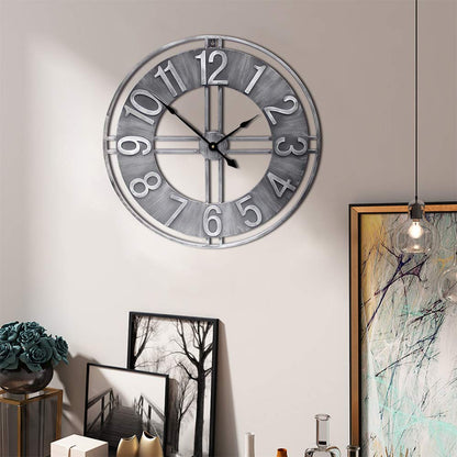 YIDIE 30 inch Large Wall Clock Decorative Solid Metal Retro Decor for Home Farmhouse Living Room