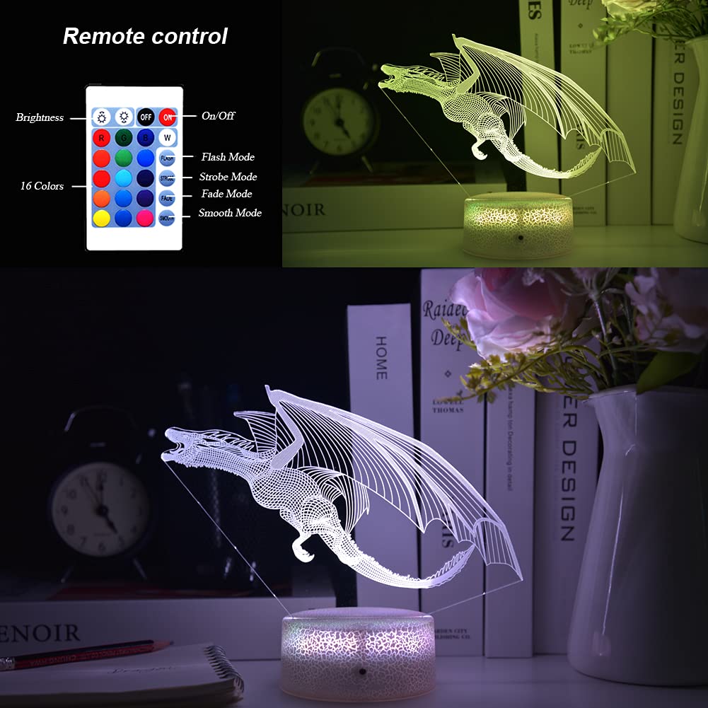 HYODREAM Dragon LED Lighting Kids Night Light,16 Colors with Remote Control Dragon Toy for Kids as a Birthday Gifts Christmas Gift for Boys and Girls