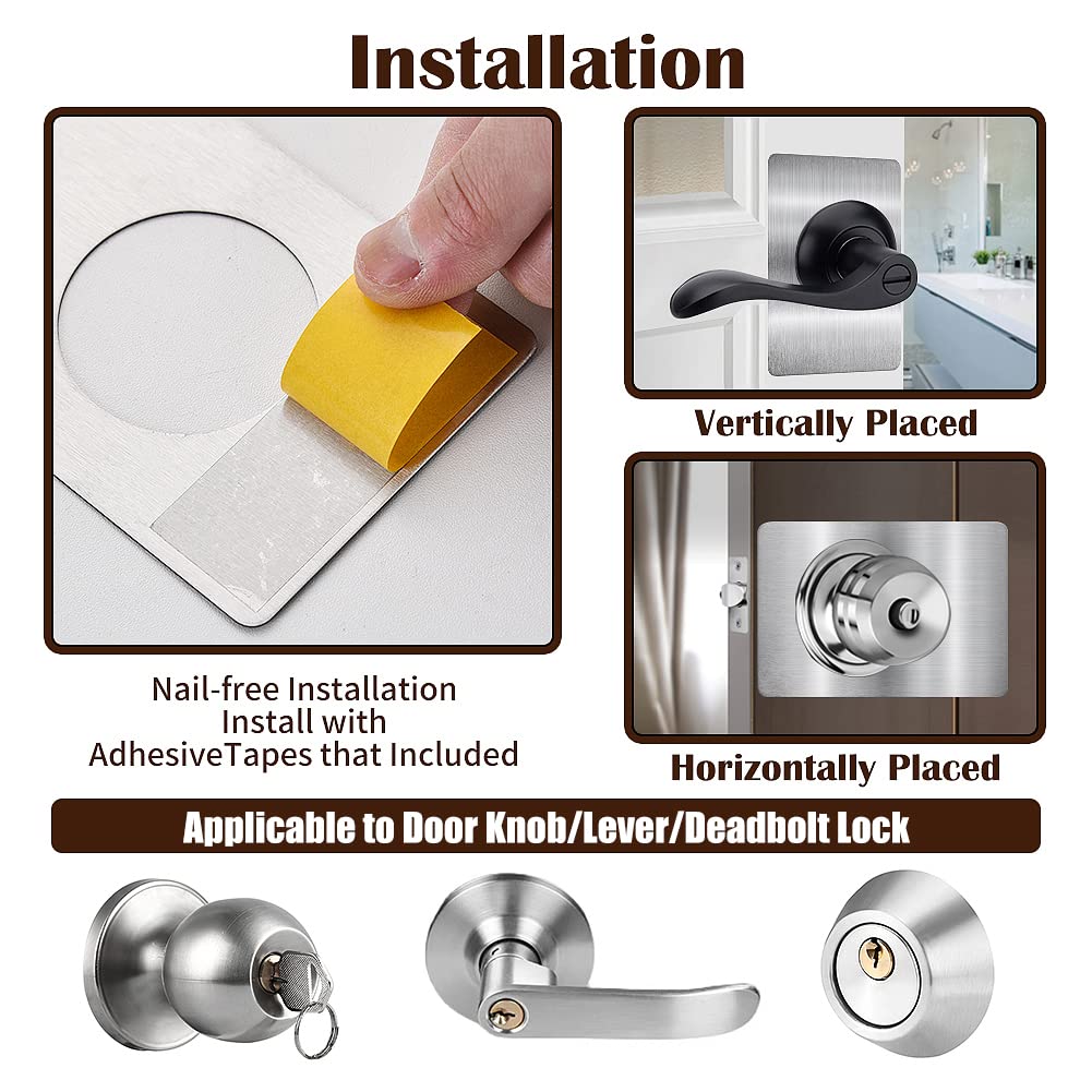MOSECYOU Door Reinforcement Plate, Door Lock Repair Plate, Door Knob/Lever/Deadbolt Fixing Filler Cover Plate, Satin Thickened (2PCS)