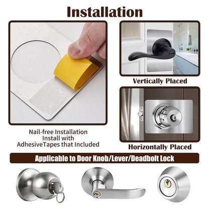 MOSECYOU Door Reinforcement Plate, Door Lock Repair Plate, Door Knob/Lever/Deadbolt Fixing Filler Cover Plate, Satin Thickened (2PCS)