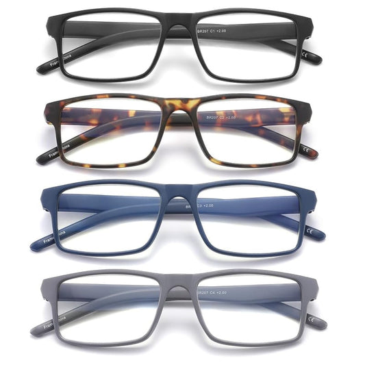JAWSOCK 4 Pack Reading Glasses Blue Light Blocking for Men Women,Rectangular Frame Computer Readers with Spring Hinge,Reading Glasses for Men Women，Anti Eyestrain/UV Ray Eyeglasses (2.5x)