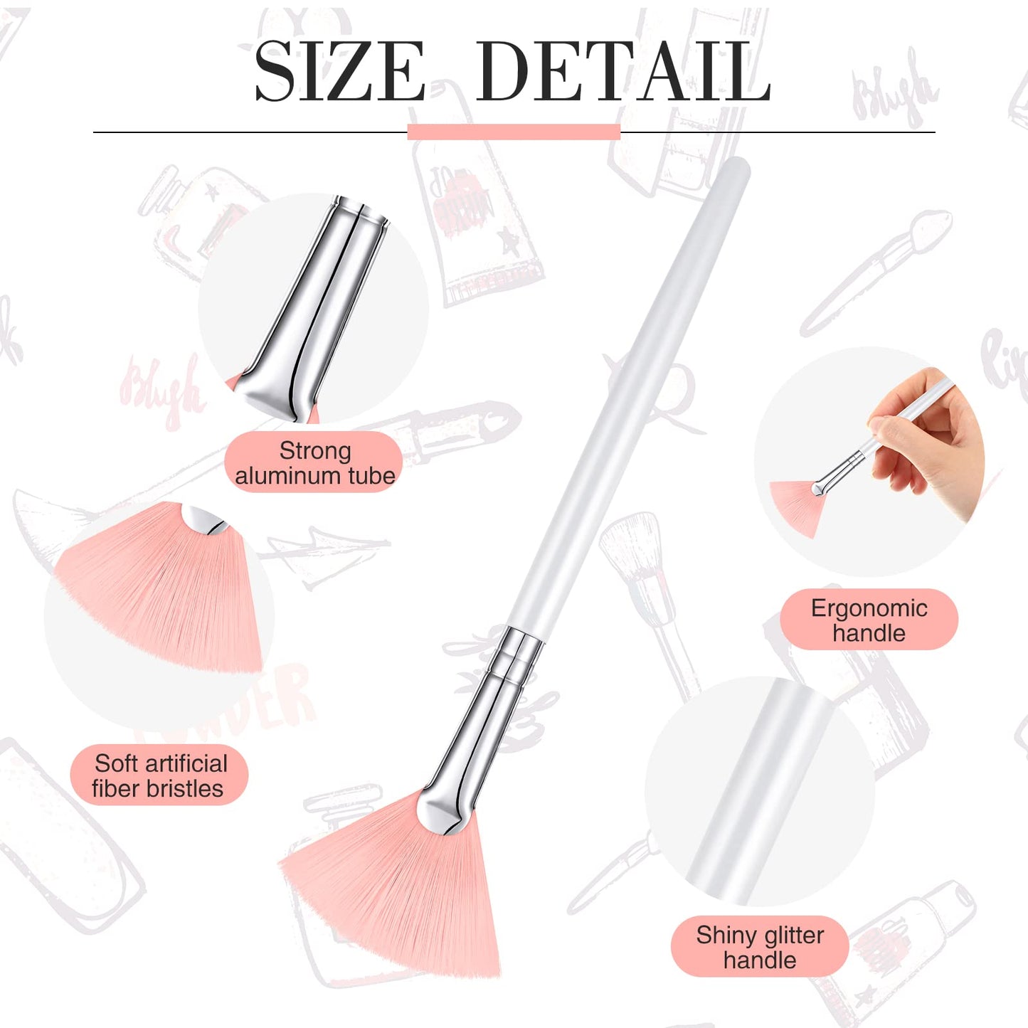 9 Pieces Facial Fan Mask Brushes, Soft Facial Applicator Brushes Tools for Peel Glycolic Makeup for Mud Cream(Champagne)
