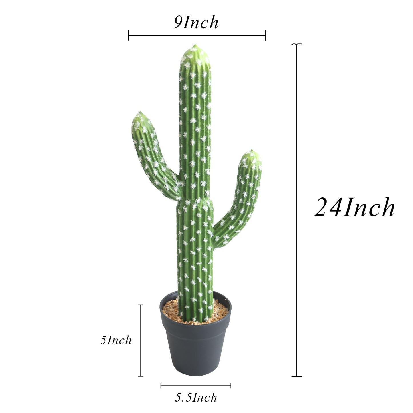 momoplant Artificial Cactus Succulent Plant, 24 Inch Tall Faux Fake Desert Cacti Plant with Black Planter for Home Garden Office Floor Decor