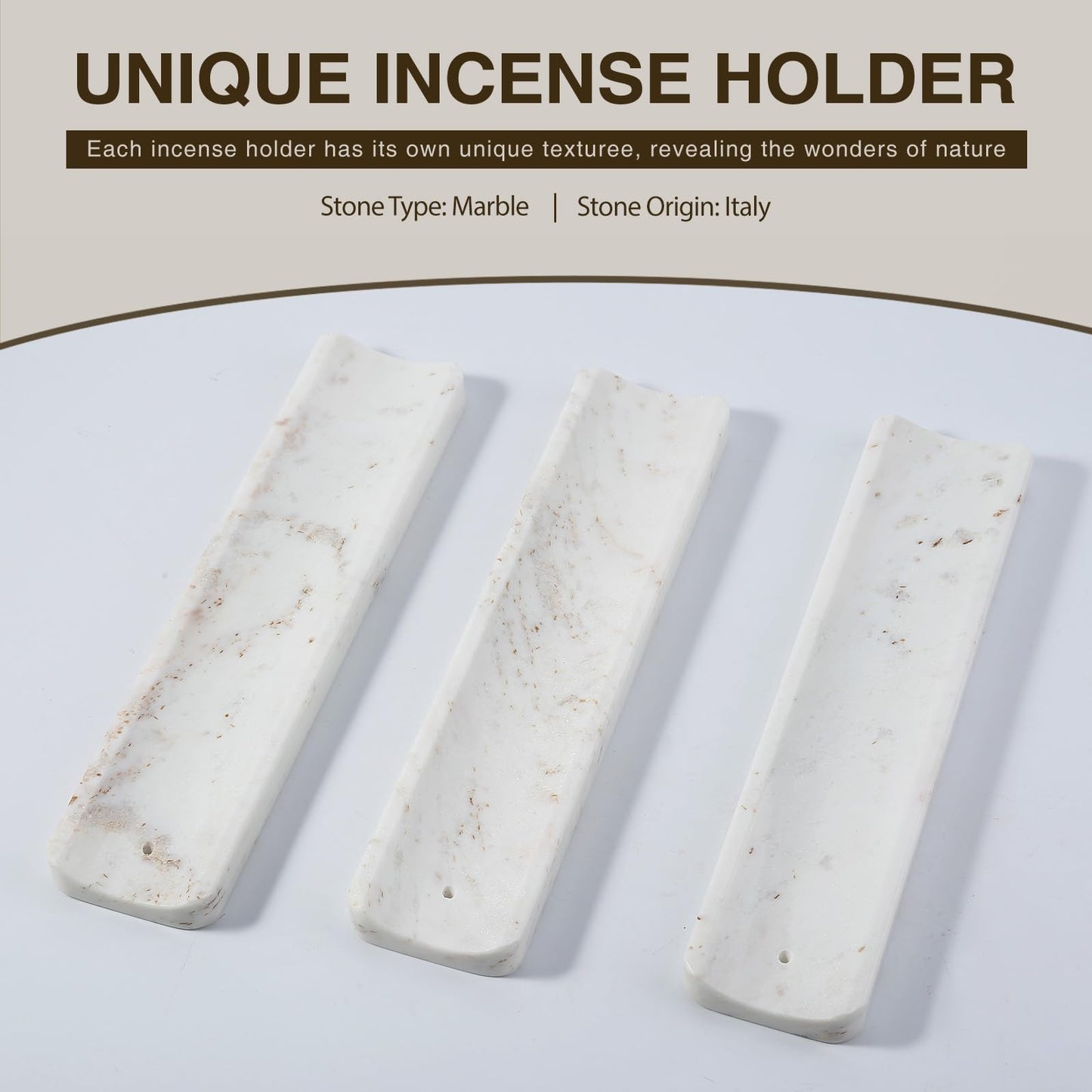 Koville Marble Incense Holder, Incense Holder for Sticks, Incense Sticks Holder Ash Catcher for Meditation Yoga SPA, Natural Stone Incense Burner, Home Table Decor (White&Gold)