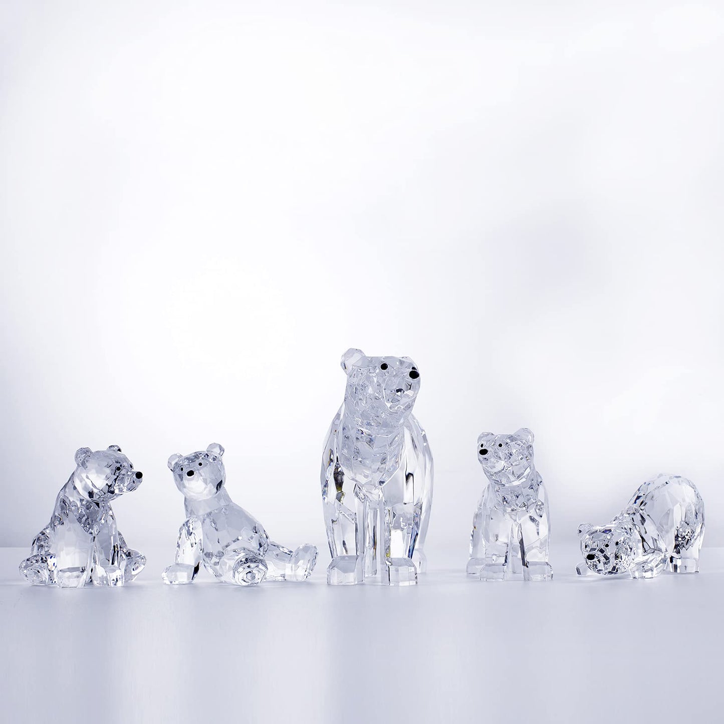 DANRECIN Acrylic Bear Figurine Cute Animal Home Decor Not Crystal Decorations for Bookshelf Dinner Table and Desk (A)