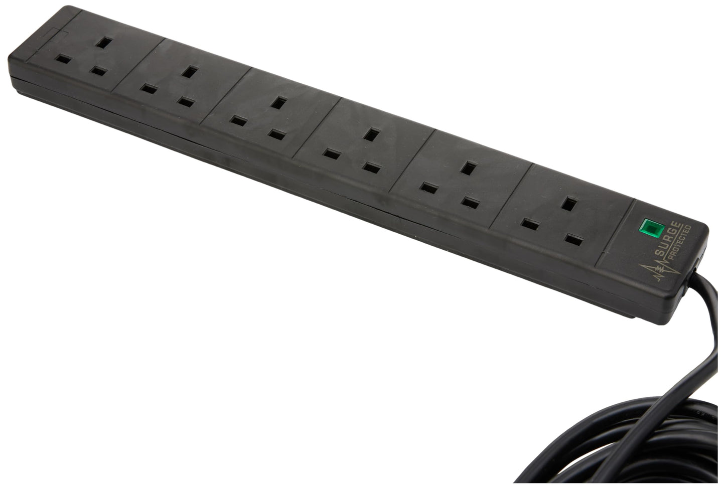 pro elec 6 Gang 10 m Extension Lead Surge Protector - Black