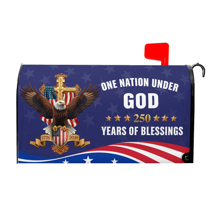 Ancordivo 4th of July Patriotic Mailbox Covers Magnetic Standard Size 21 x 18 Inch 250th Anniversary 1776-2026 One Nation Under God Mailbox Wraps Post Letter Box Cover for Garden Yard Decor