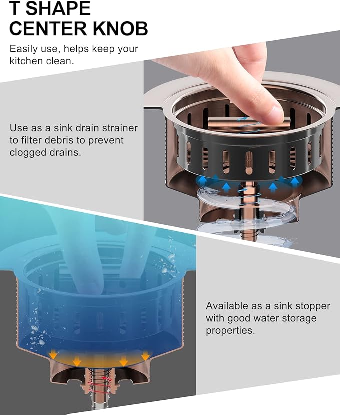 BOTEMY B9171 Copper Kitchen Sink Drain Kit 3 1/2 Sink Strainer