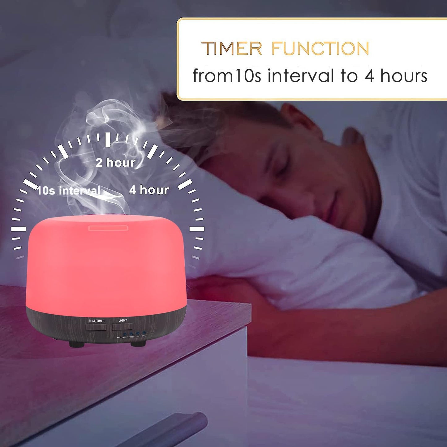 Oil Diffuser Humidifier 300ML,Electric Ultrasonic Air Aroma Diffusers Vaporizer,Scent Mist Defuser with Remote,Auto-Off,7led Color Changing Light for Large Bed Room,Home,Office