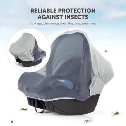 Zamboo - 3 in 1 Universal Car Sun Shade for Baby with UV Protection 50, Baby Mosquito Net and Blackout Cover in one Car Seat Accessory (Grey)