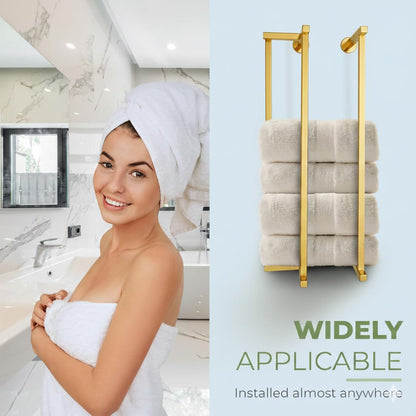Gold towel rack | 4 in 1 Multifuntional, Horizontal & Vertical towel holder for bathroom wall & Double towel rod & Toilet Paper Holder | towel storage Rustproof | shower towel holder | wall towel rack