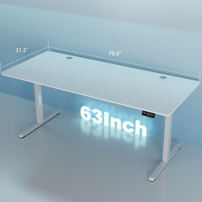Shintenchi Standing Desk, 71x31 Inch Height Adjustable Electric Sit Stand up Desk, Ergonomic Rising Computer Table, Modern Lift Gaming Desk Workstation for Home Office, White
