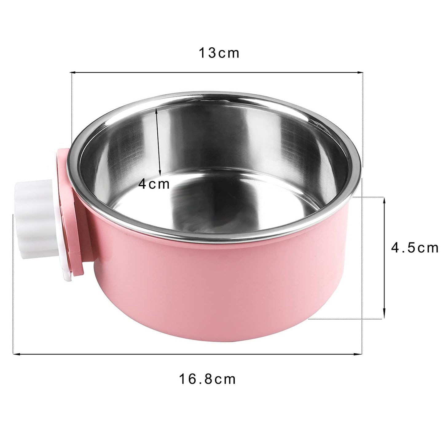 2 Pcs 2-in-1 Pet Crate Bowls, 11cm/4.3In 420ml Hanging Cage Dog Bowl Removable Cage Water Bowls for Dog Cat