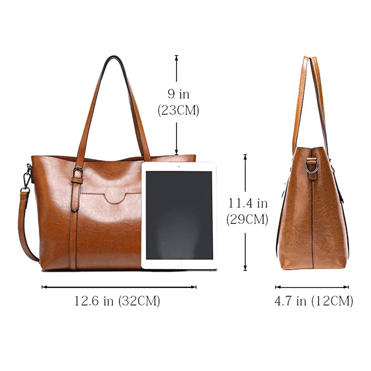 Aileese Womens Handbags Soft Leather Large Capacity Retro Vintage Top-Handle Casual Pocket Tote Shoulder Cross-Body Bags Brown