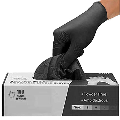 Black Nitrile Disposable Gloves - Latex-Free, Powder-Free, Pack of 1000, Strong and Puncture-Resistant, Medical, Food Handling, Tatoo Barber Shop Gloves (Large)