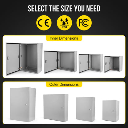 Outdoor Electrical Box,24x24x12 Inch Steel Electrical Box,IP66 Waterproof & Dustproof,Electrical Enclosure with Hinged Lockable Door and Mounting Plate for Commercial & Residential Circuit Protection