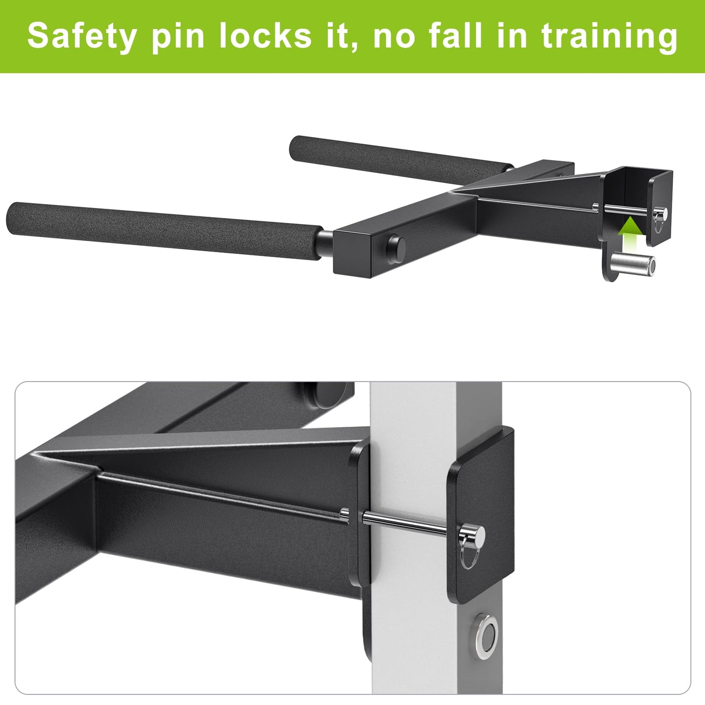 Kipika Y-Shaped Dip Bar for 2" x 2" Power Cage with 5/8" or 1" Hole - Dip Bar Attachments for Home Gym - Heavy Duty Power Rack Attachments - 2" x 2" Squat Rack Accessories for Strength Training