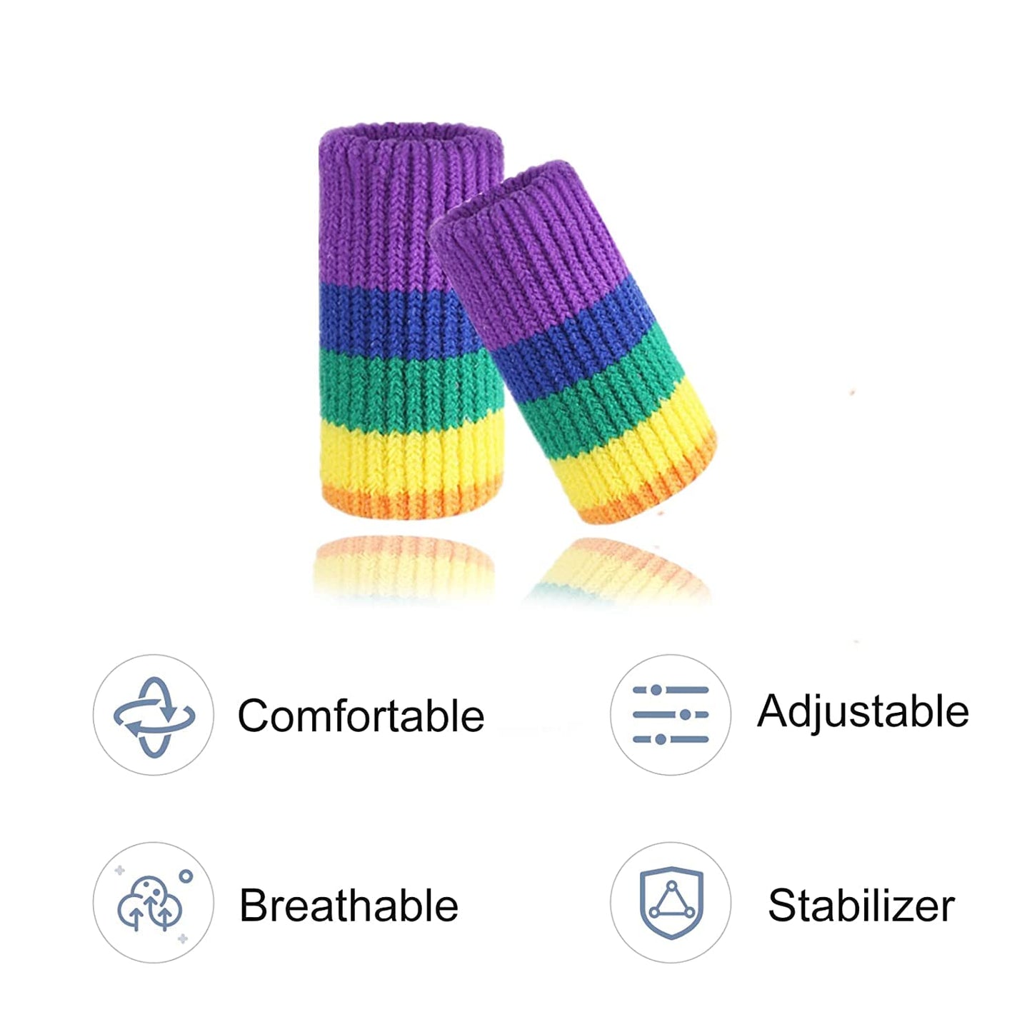 EDNYZAKRN Finger Compression Sleeves Support, Finger Protectors Cots for Arthritis Swelling Basketball Sport, Breathable Elastic (10, Rainbow, One Size)