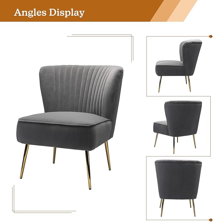 HULALA HOME Velvet Accent Chair, Modern Upholstered Cute Side Chair