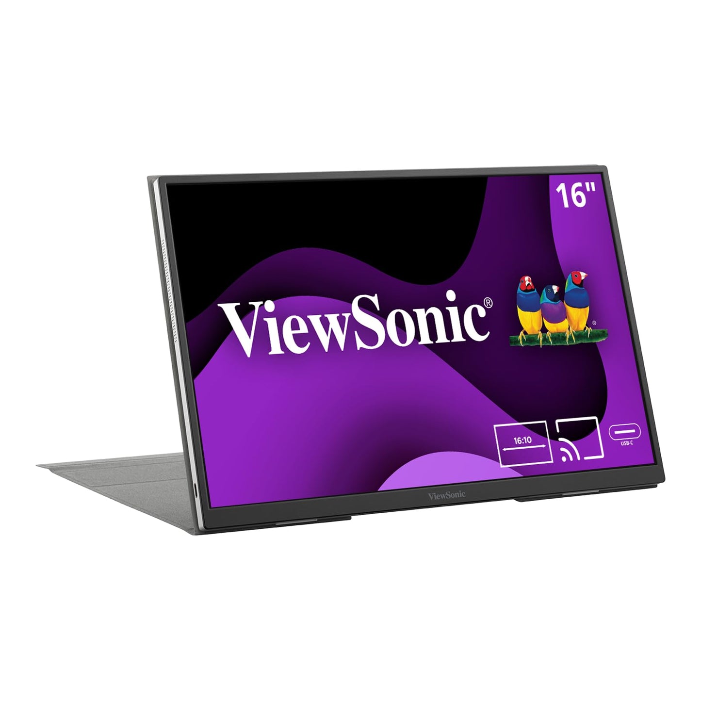 ViewSonic VG1655 15.6 Inch 1080p Portable Monitor with 2 Way Powered 60W USB C, IPS, Eye Care, Dual Speakers, Built-in Stand with Magnetic Cover