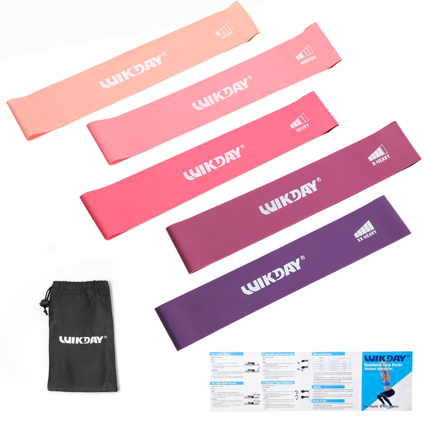 Resistance Bands for Working Out Exercise Loop Bands Workout Bands Set for Men Women Body Stretching, Crossfit Training, Home Workout, Physical Therapy, Booty Legs, Set of 5