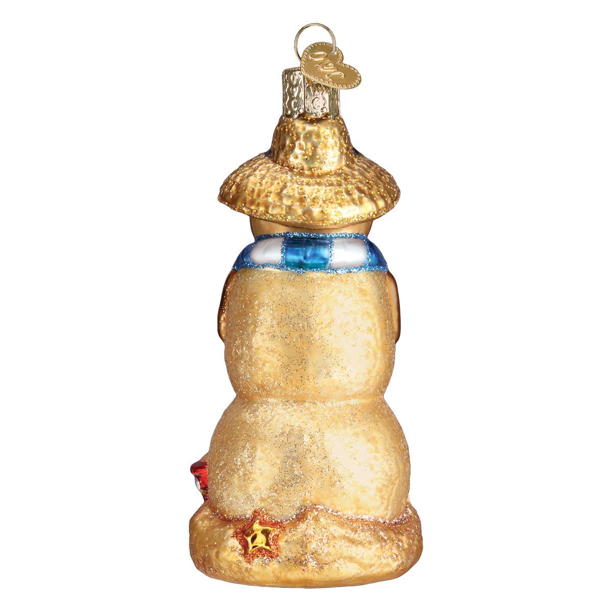 Old World Christmas Sand Snowman Glass Blown Ornament for Christmas Tree, Handcrafted Holiday Decoration, Snowman Collection