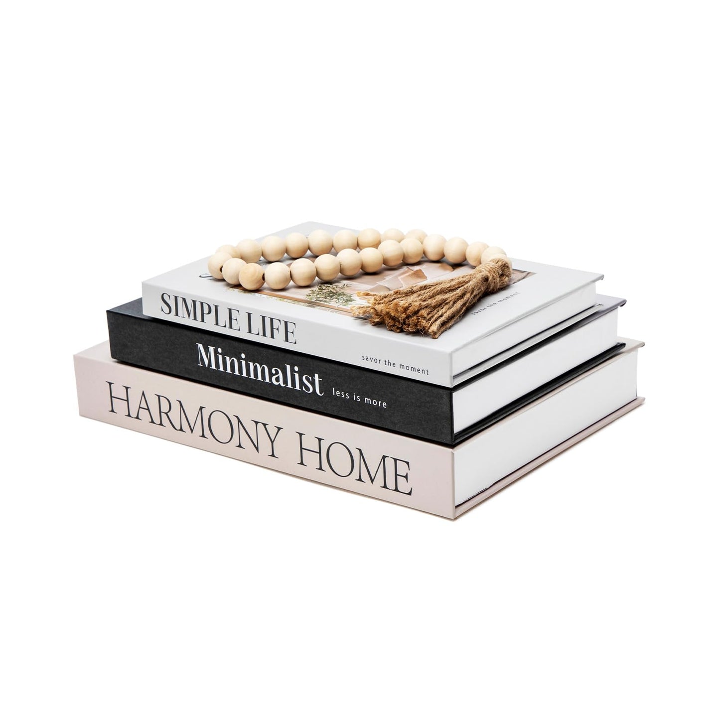TwoDays Beautiful Coffee Table Books, Neutral Fashion Decorative Books for Home Bookshelf, Modern Room Decor Aesthetic, Fake Faux Book Storage Boxes for Decoration (Set of 3)