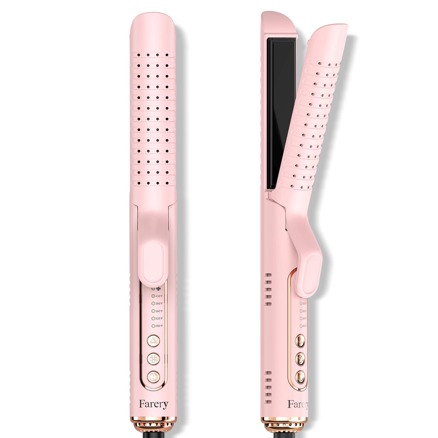 Farery Chill Set Soft-Air Curling Iron: Gentle Soft Air for Quick Styling & Long-Lasting Curls, Lock in Style with Cooling Air Vents, 2-in-1 Hair Straightener & Curler with Upgraded Long Barrel, Pink