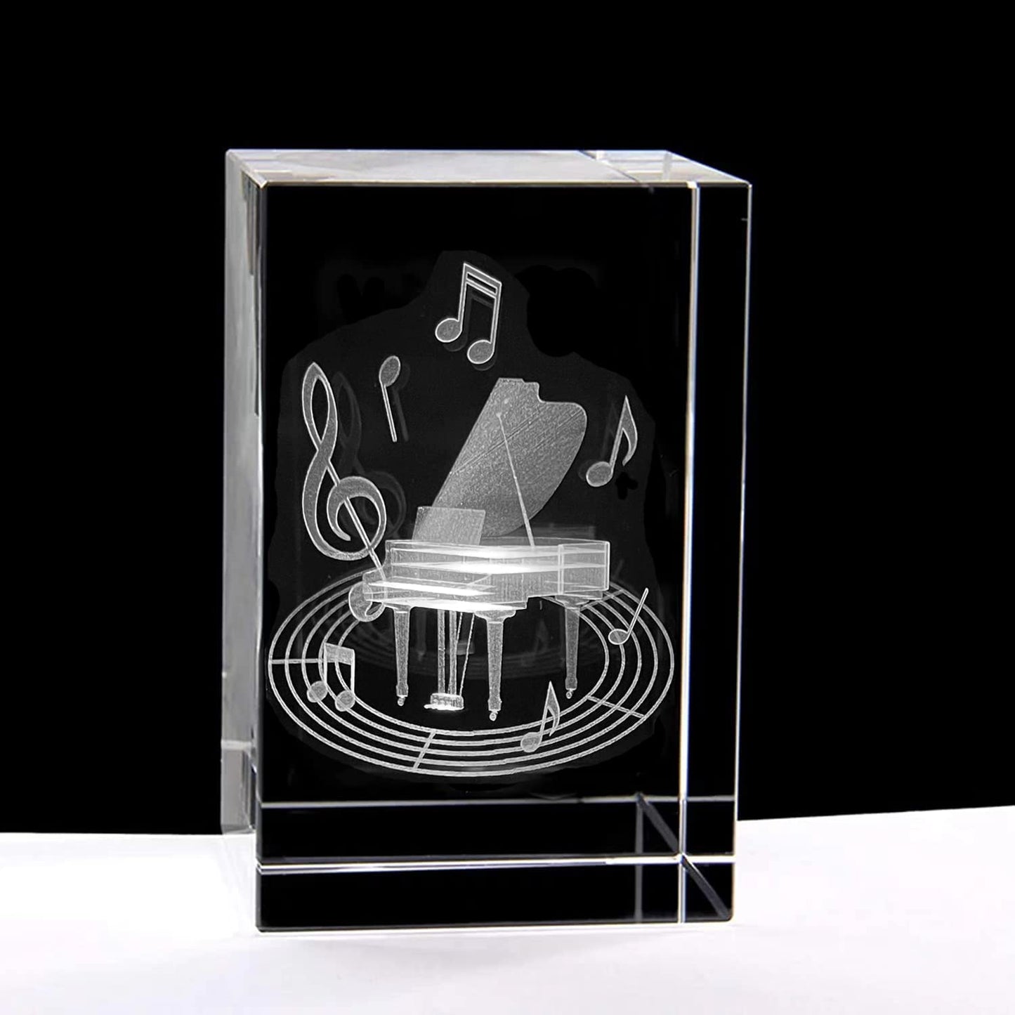 XINDAM 3D Piano Paperweight Laser Etched in Crystal Glass Cube for Graduation Christmas Birthday Valentine's Day
