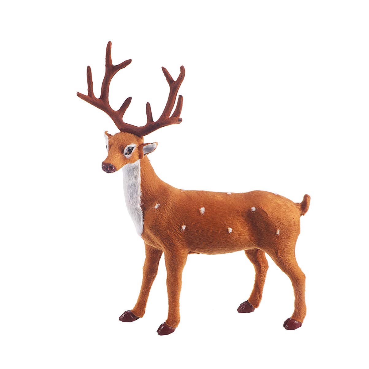 Generic Deer Decorative Figurine, Plastic Reindeer Sculpture Winter Christmas Decoration Elk Statue, Animal Figurine for Living Room, Office, Shop Window (15cm), Brown