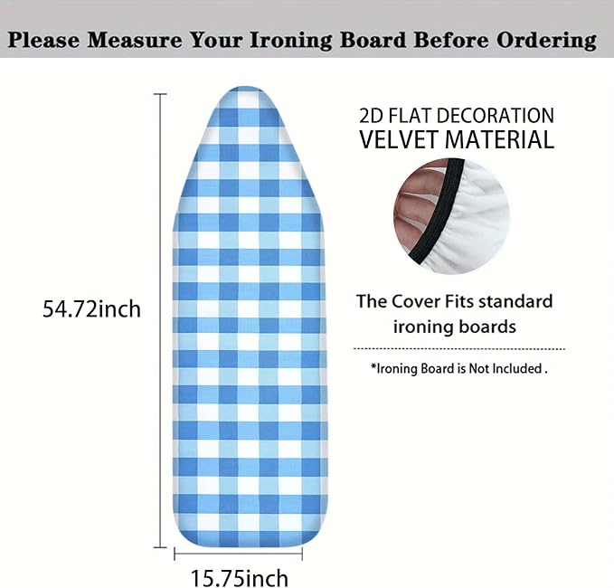 Nuxovilar Blue and White Gingham Ironing Board Cover, This Cover Fits Most