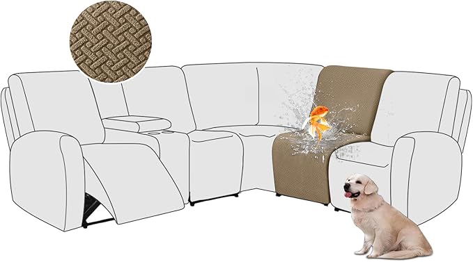 ALIECOM 100% Waterproof Recliner Sectional Couch Covers L Shape Stretch Corner