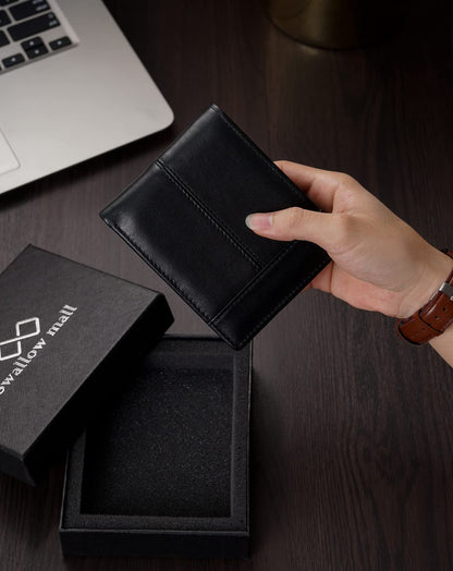 Swallowmall Mens Wallet Rfid Blocking Leather Wallet for Men Bifold Wallets with 1 ID Window 16 Card Slot