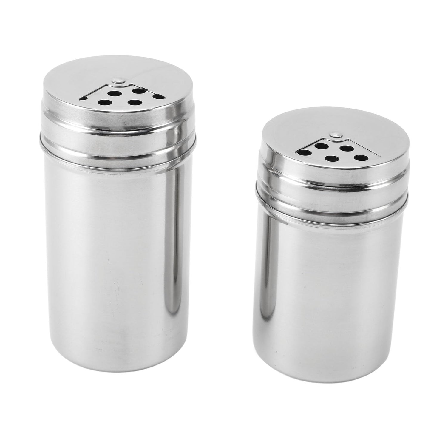 OEBUAFI 2 Piece Seasoning Shakers, 304 Stainless Steel Salt and Peppers Shakers with Mesh Sieve for Salt Peppers Sugar, Seasoning Dispenser Container with Adjustable Pour Holes (Type 3)