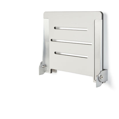 Seachrome 18 inch Silhouette Slimline Folding Wall Mount Shower Bench Seat, Light Gray Seat with Silver Frame