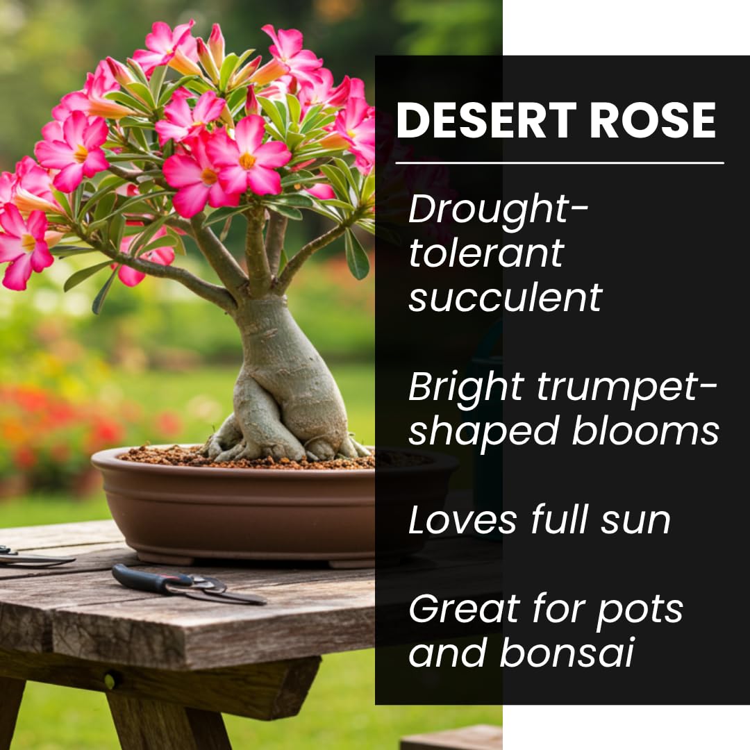 40 Mixed Color Desert Rose Seeds for Planting | Adenium Obesum Seeds to Grow.. Exotic Bonsai Plant, Tropical Rose Flower