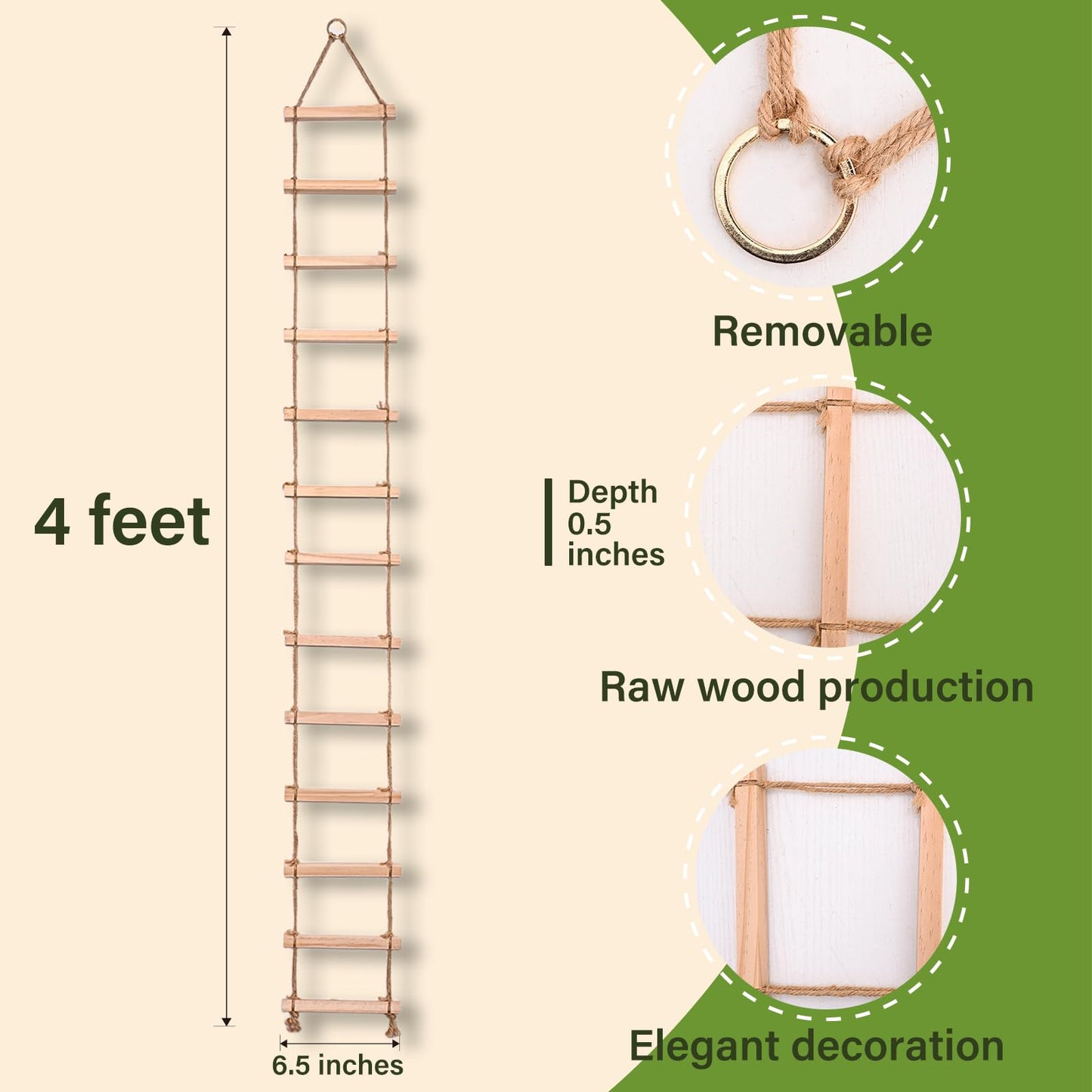 GOOOXIM Chain Trellis for Climbing Plants Indoor – Natural Wood Ladder Style Plant Support for Vines, Ideal for Pothos & Ivy, Stylish Modern Design for Home & Garden Use, Indoor/Outdoor