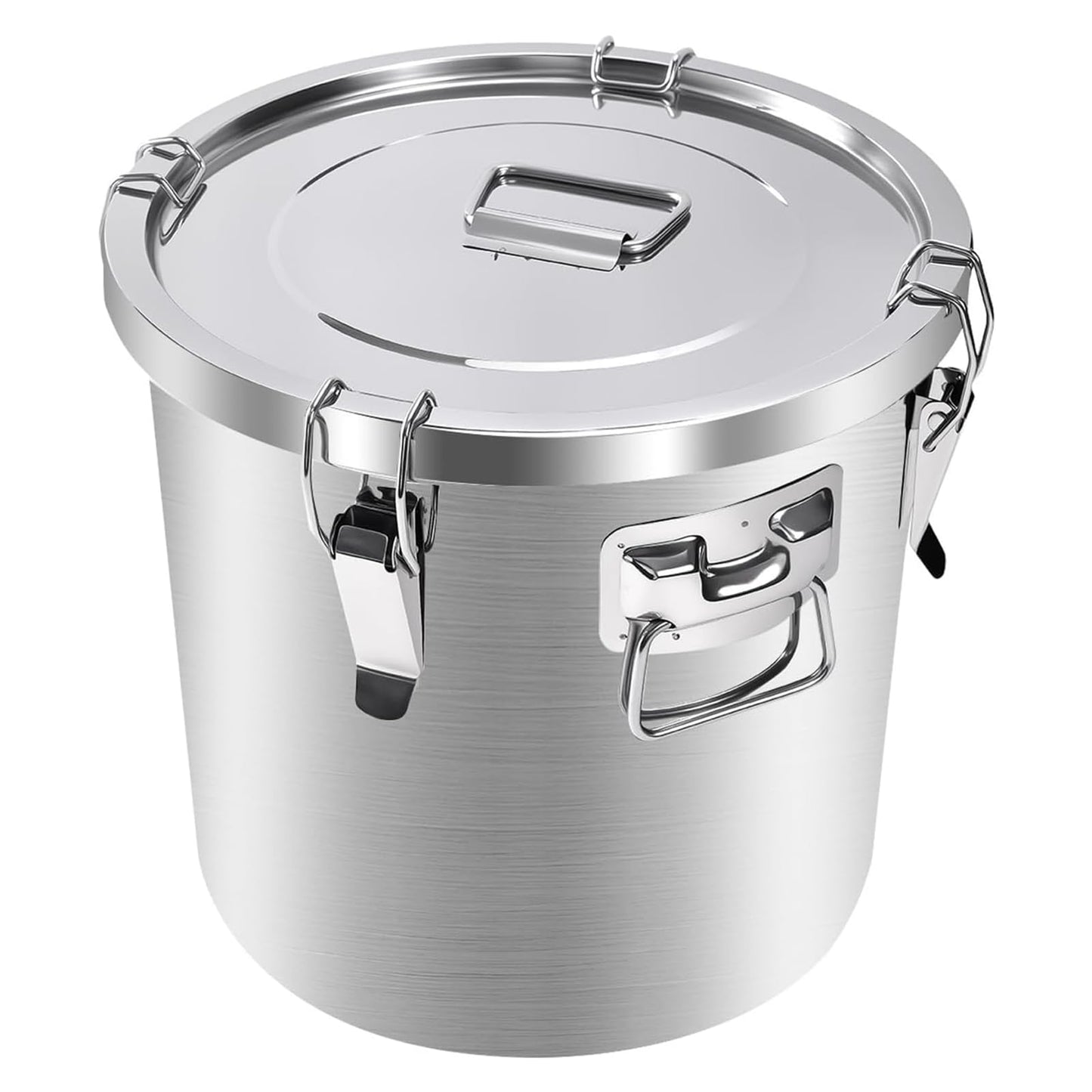 Tircoiude 304 Stainless Steel Flour Canister, 12.7 Gal Airtight Metal Canisters with Lids, Dog Food Storage Container for Rice, Bird Seed, Commercial Milk Storage 48L