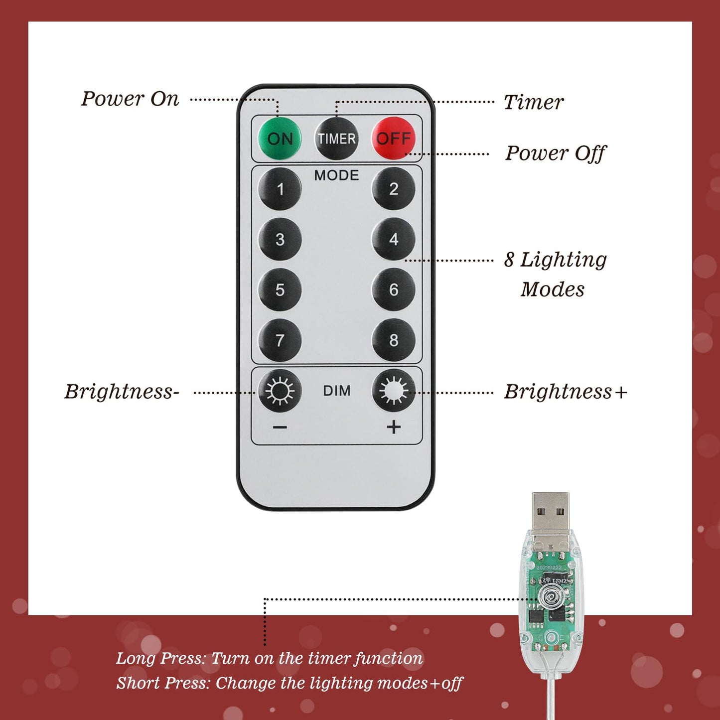 Roylvan Christmas Star Tree Topper with 8 Lighting Modes, USB Lighted Tree Topper with 20 LED Lights, Shiny Treetop Christmas Tree Decoration for Indoor Outdoor Holiday Home Ornament Gift, 9.8 Inch(H)