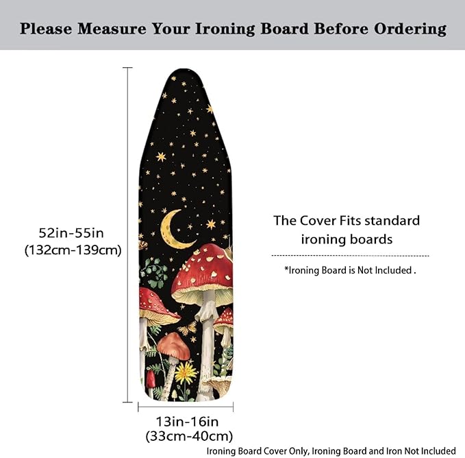 Moon Mushrooms Ironing Board Cover and Pad Non-Slip Ironing Board Protective