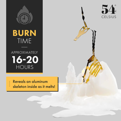 PyroPet Einar Unicorn Candle (White, Scented) - Metallic Skeleton | Halloween Decor | Gift for Unicorn Fans | 16-Hr Burn | 5.1x2.6x8 in
