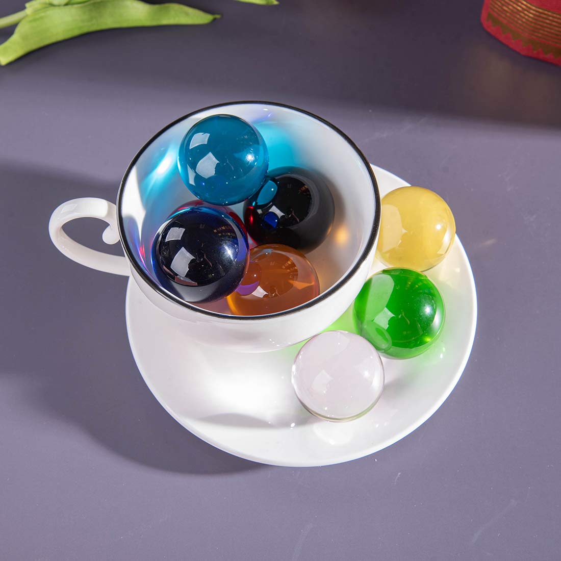 LONGWIN 8pcs Multicolor 40mm(1.6inch) Crystal Solid Ball Glass Sphere Gemstones Vase Fillers Fish Tank Decorations