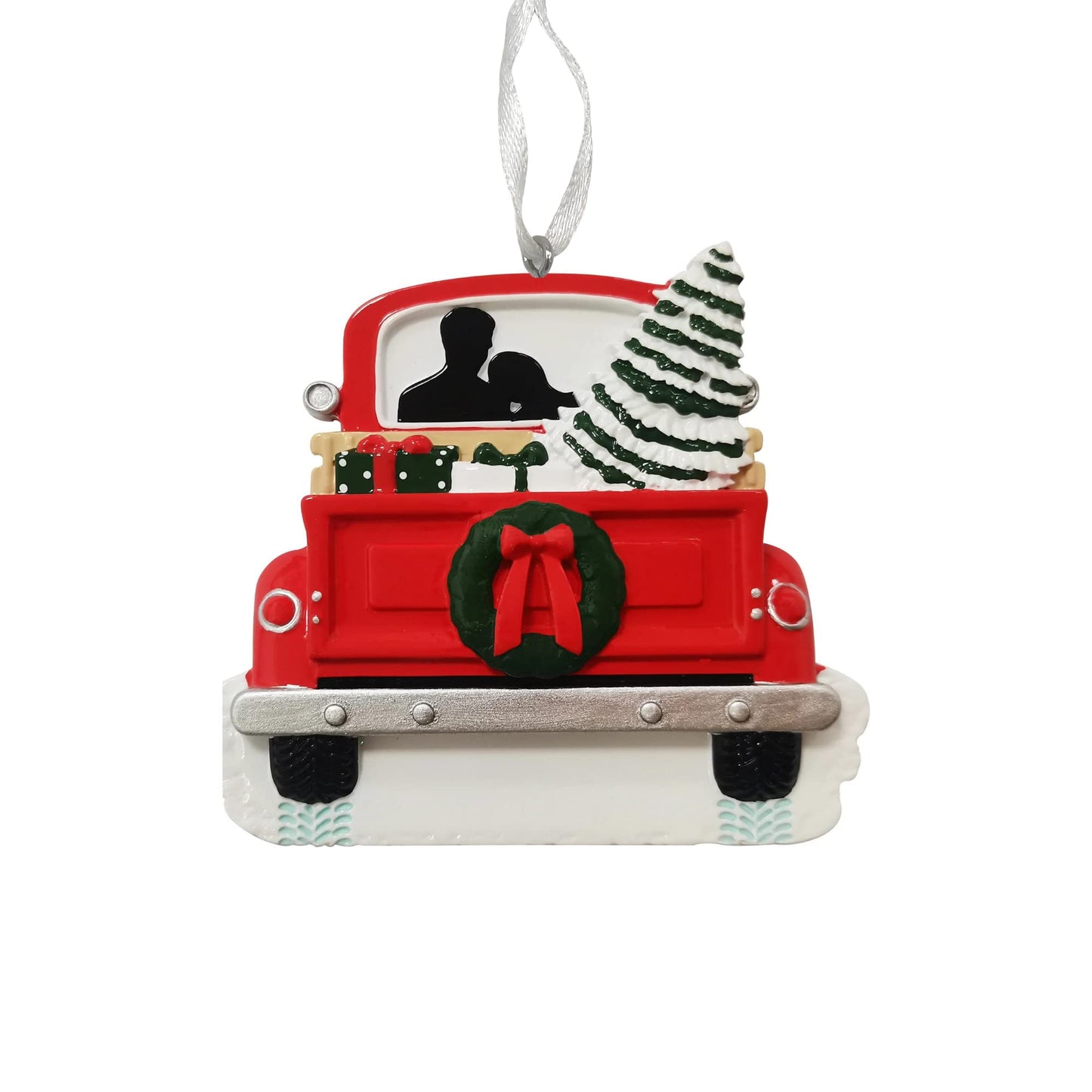 2025 Couple Personalized Christmas Ornament – Custom Ornament Gift for Couples, Newlyweds, Married & Engaged Partners – Engraved Decoration for First Christmas Together (Red Truck Couple)