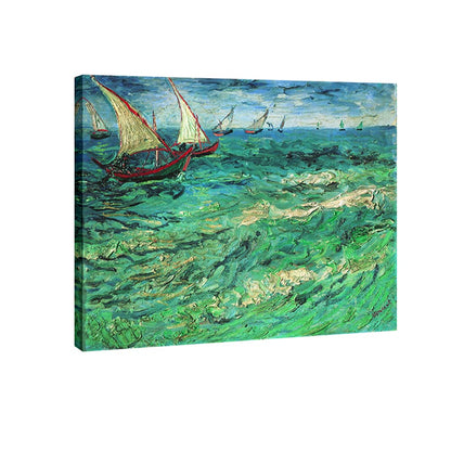 Wieco Art Sailing Boats Large Modern Gallery Wrapped Seascape Giclee Canvas Prints of Van Gogh Famous Oil Paintings Reproduction Pictures on Canvas Wall Art for Living Room Bedroom Home Decorations