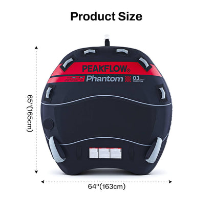 PEAKFLOW Towable Tube,Boat Tube,2-3 Rider Models,Tubes for Boating,PVC Liner and Full Nylon Cover,EVA Foam Pads and 6 EVA Handles,Swift Connect Rapid Boston Valve, 64x64Inches Inflated,Phantom Series